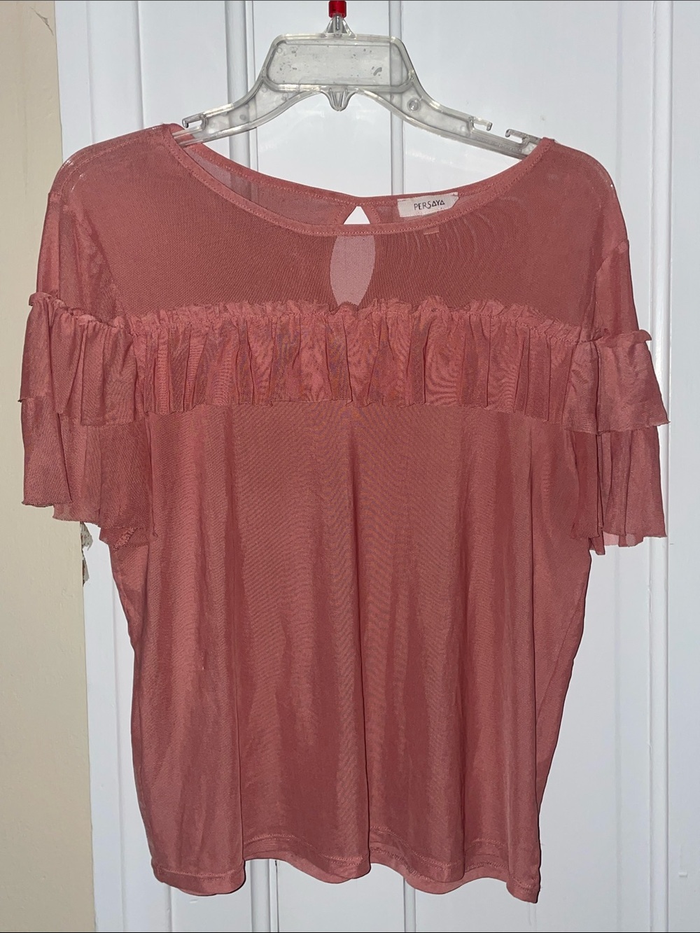 Persaya Dusty Rose Ruffle Sleeve Blouse
